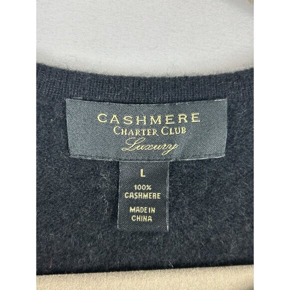 Charter Club Sweater Womens Large Pullover Black Luxury Preppy Cashmere Casual - Picture 3 of 9